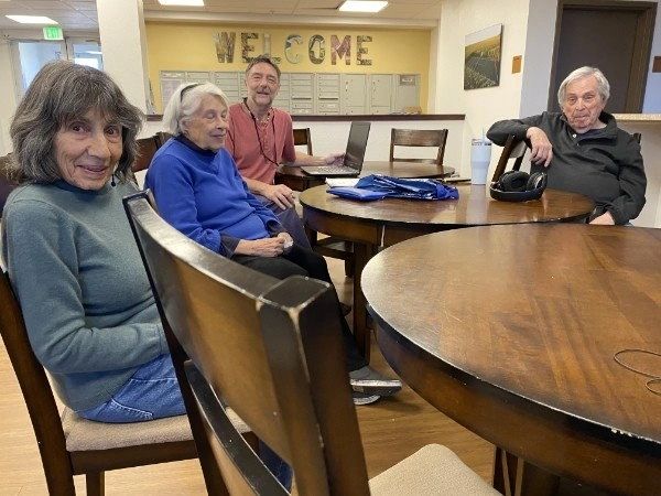Older adults gathering at community center